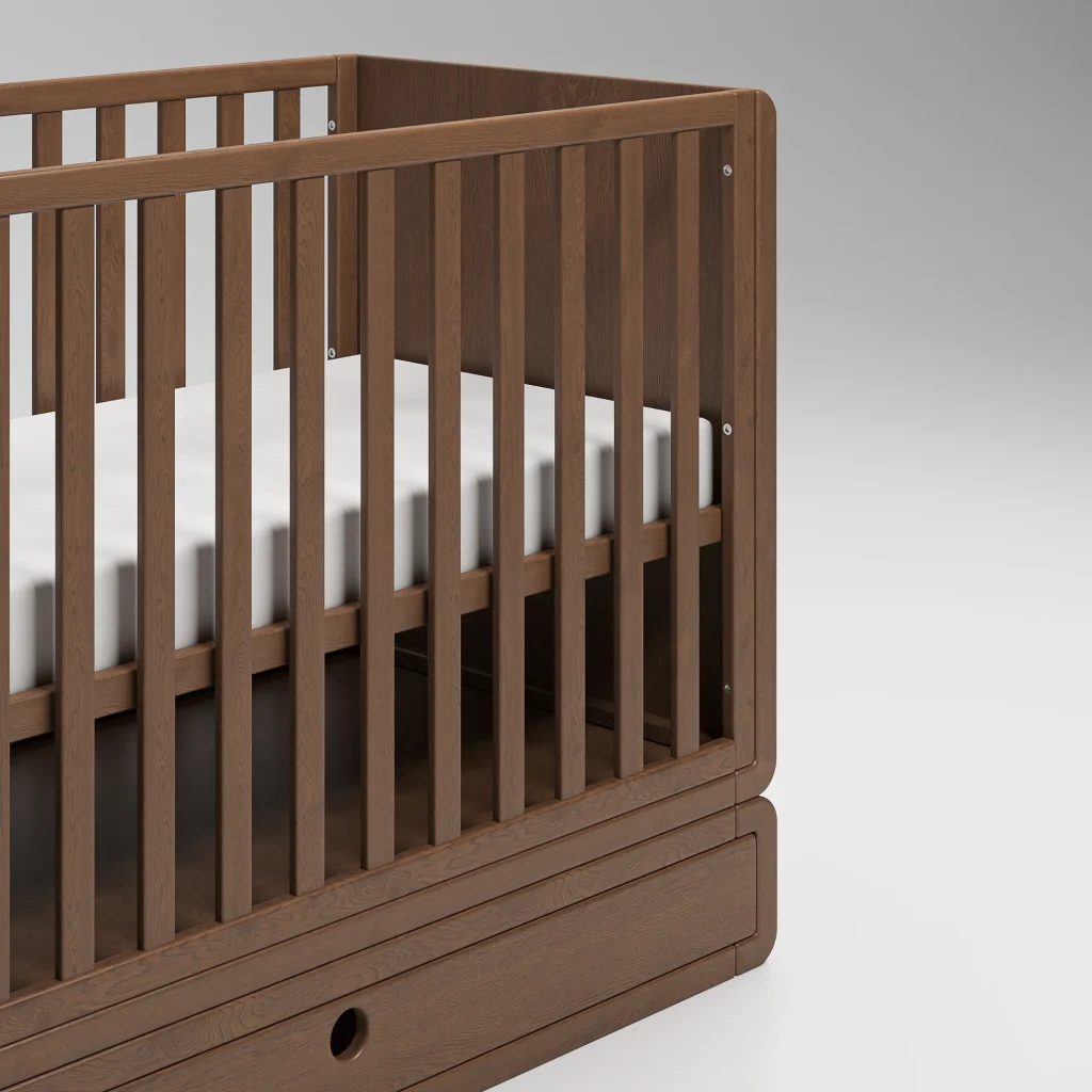Detail: Nevena crib – walnut